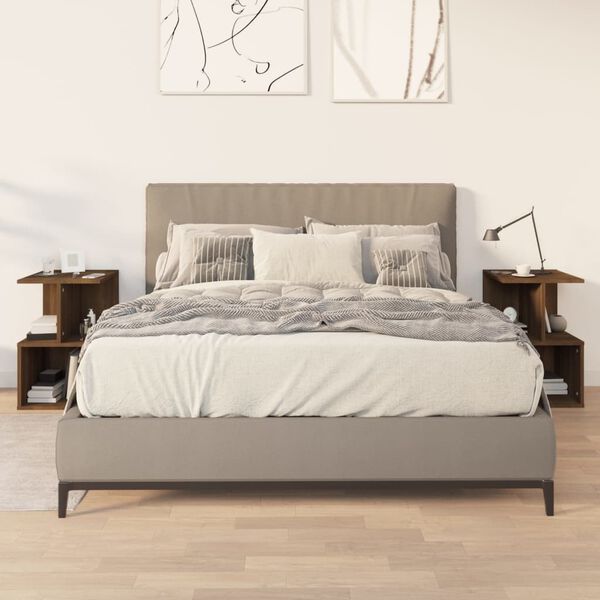 vidaXL sengeborde 2 stk. 35x35x55 cm konstrueret tr&aelig; brun egetr&aelig;sfarve