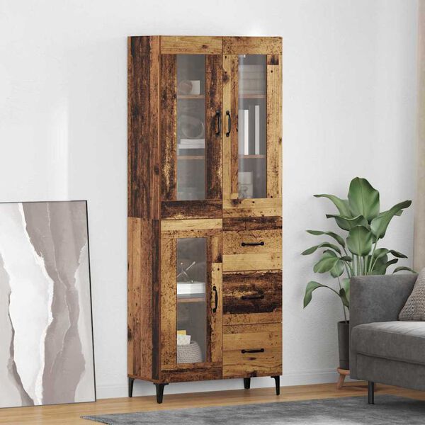 vidaXL Highboard Gammelt tr&aelig; 69,5 x 34 x 180 cm Konstrueret tr&aelig;