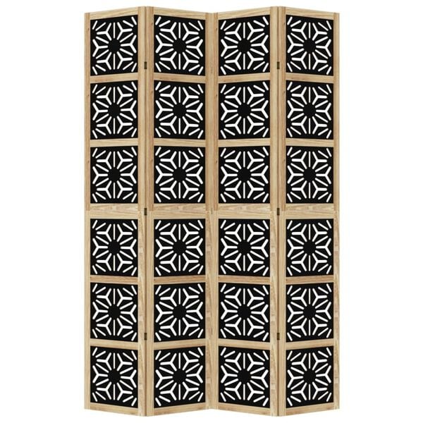 vidaXL rumdeler 4 paneler massivt kejsertr&aelig; brun og sort