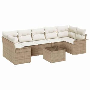 vidaXL Havesofa S&aelig;t med pude 8 pcs Beige polyrattan