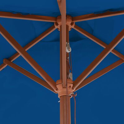 vidaXL parasol med træstang 150x200 cm blå