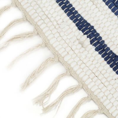vidaXL håndvævet chindi-tæppe bomuld 120 x 170 cm blå og hvid
