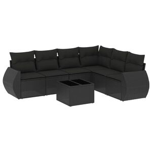 vidaXL sofas&aelig;t til haven 7 dele med hynder polyrattan sort
