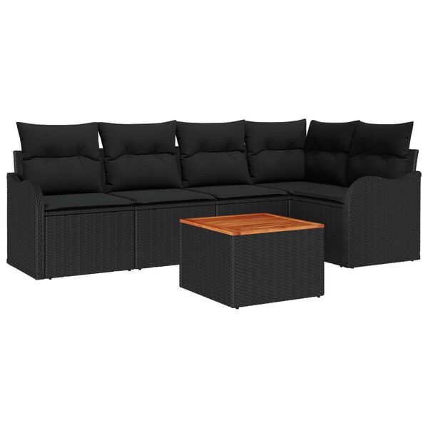 vidaXL Havesofa Sæt 6 pcs Sort