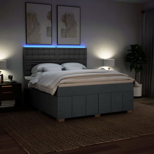 vidaXL kontinentalseng med madras 180x200 cm stof m&oslash;rkegr&aring;