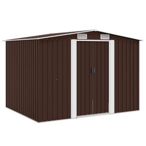 vidaXL opbevaringsskur til haven 257x205x178 cm st&aring;l brun