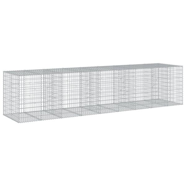 vidaXL gabionkurv med cover 450x100x100 cm galvaniseret jern