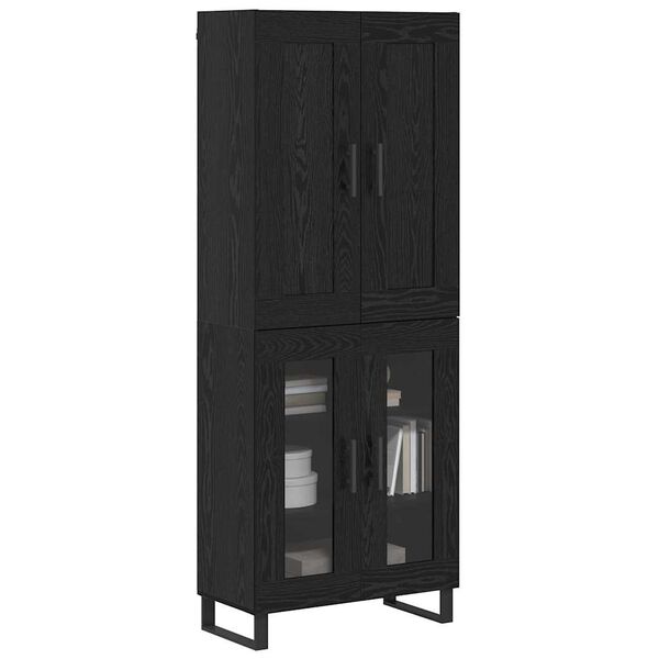 vidaXL Highboard Sort eg 69,5 x 34 x 180 cm Konstrueret tr&aelig;