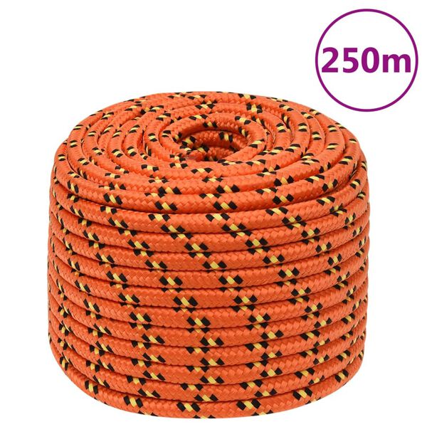 vidaXL tovv&aelig;rk til b&aring;d 12 mm 250 m polypropylen orange