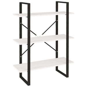 vidaXL bogreol med 3 hylder 80x30x105 cm massivt fyrretr&aelig; hvid