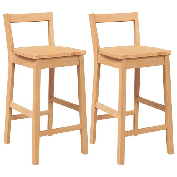 vidaXL barstole 2 stk. massivt gummitr&aelig; naturfarvet