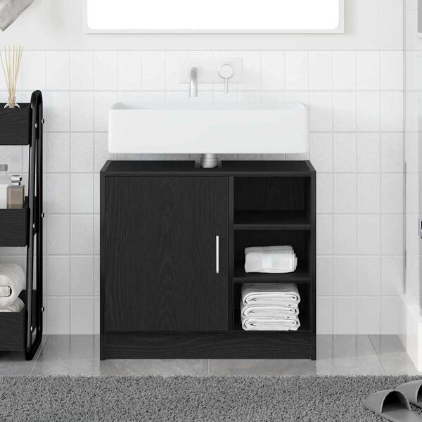 vidaXL Sink Cabinet med dør Sort eg 63 x 29 x 55 cm Konstrueret træ