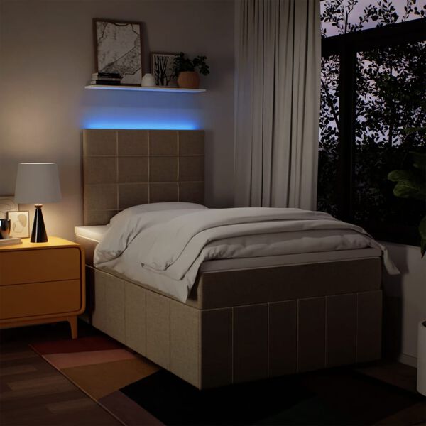 vidaXL kontinentalseng med madras 120x190 cm stof cremefarvet