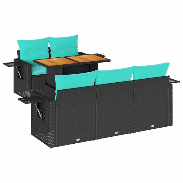 vidaXL sofas&aelig;t til haven 6 dele med hynder polyrattan sort