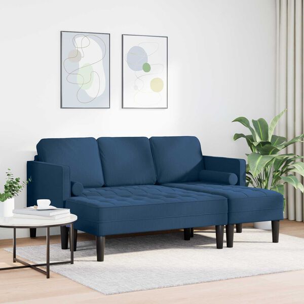 vidaXL Sofa S&aelig;t med pude 2 pcs Bl&aring; Polyester