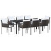 vidaXL Have Spisebordss&aelig;t 9 pcs Brun og sort PE Rattan
