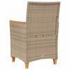 vidaXL havestole 2 stk. med hynder polyrattan og massivt træ beige