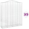 vidaXL buede gabionkurve 9 stk. 200x50x220/240 cm galvaniseret jern