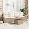 vidaXL Havesofa Sæt med opbevaring 5 pcs Beige og creme polyrattan