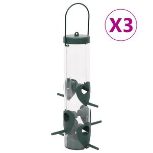 vidaXL foderautomater til fugle 3 stk. 17x17x32 cm m&oslash;rkegr&oslash;n