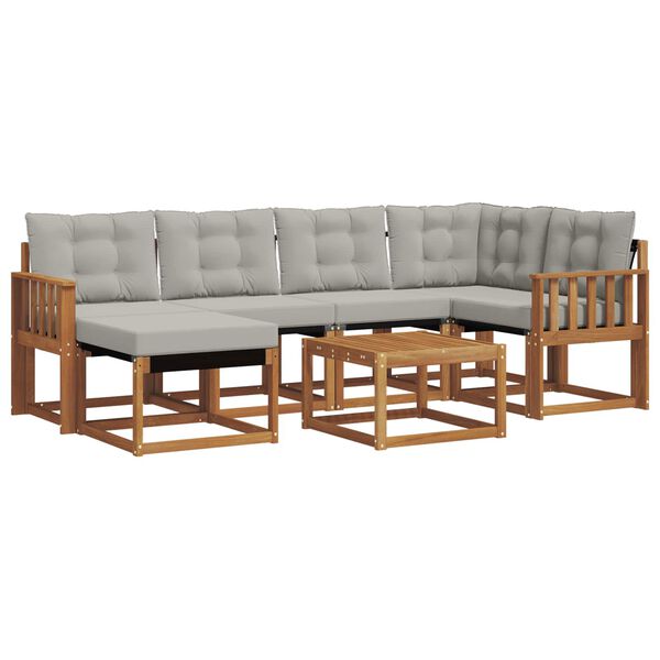 vidaXL Udend&oslash;rs sofagruppe med pude 7 pcs Naturlig og Lys Gr&aring;