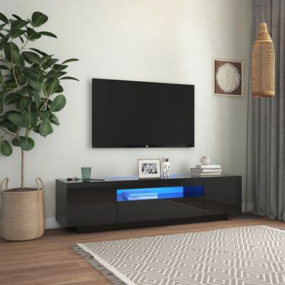 vidaXL tv-skab med LED-lys 160x35x40 cm sort højglans