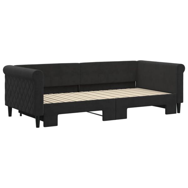 vidaXL daybed med udtræk 90x200 cm velour sort