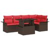 vidaXL Havesofa S&aelig;t med pude med opbevaring 6 pcs Brun Poly Rattan