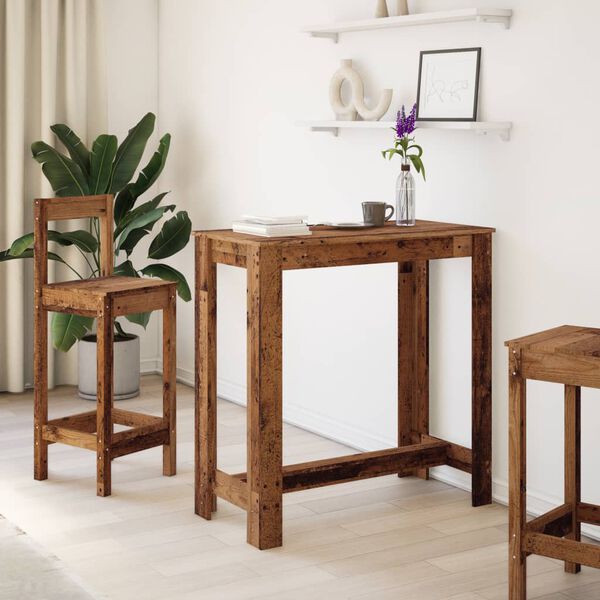 vidaXL barbord 102x50x103,5 cm konstrueret træ gammelt trælook