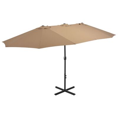 vidaXL udendørs parasol med aluminiumsstang 460 x 270 cm gråbrun