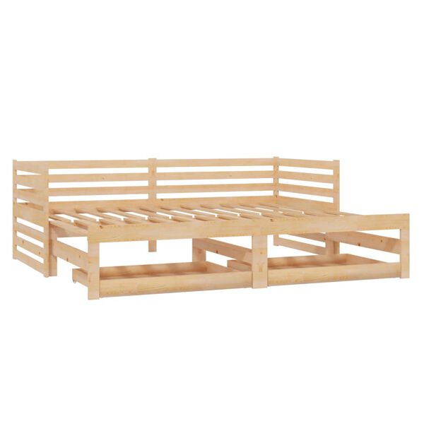 vidaXL daybed med udtr&aelig;k 2x(90x200) cm massivt fyrretr&aelig;