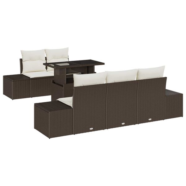 vidaXL Sofa S&aelig;t med pude 6 pcs Brun og Creme polyrattan