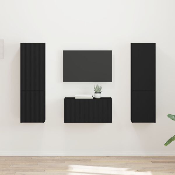 vidaXL TV-m&oslash;bels&aelig;t 5 pcs Sort Konstrueret tr&aelig;