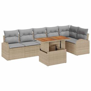 vidaXL Havesofa S&aelig;t med opbevaring 7 pcs Beige Poly rattan
