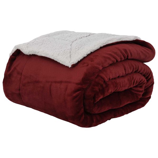 vidaXL Throw t&aelig;ppe Bordeaux R&oslash;d 220 x 240 cm Fleece