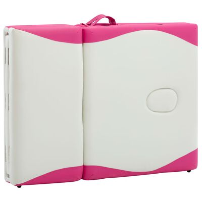 vidaXL foldbart massagebord 4 zoner aluminium hvid og pink