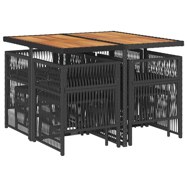 vidaXL spisebordss&aelig;t til haven 9 dele med hynder polyrattan sort