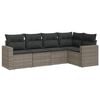 vidaXL sofas&aelig;t 5 dele med hynder polyrattan gr&aring;
