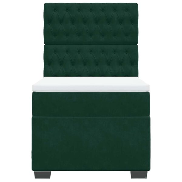 vidaXL kontinentalseng med madras 90x190 cm fl&oslash;jl m&oslash;rkegr&oslash;n