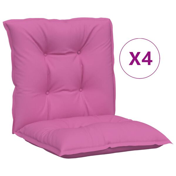 vidaXL stolehynder med lav ryg 4 stk. 100x50x7 cm stof pink