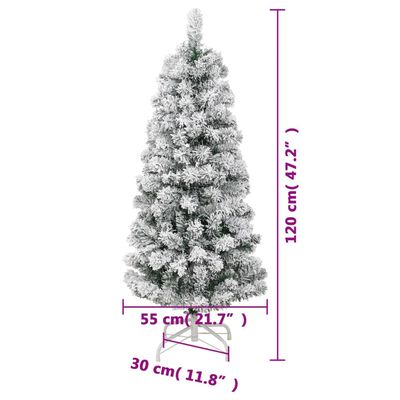 vidaXL kunstigt juletræ med sne og 150 LED'er 120 cm hængslet