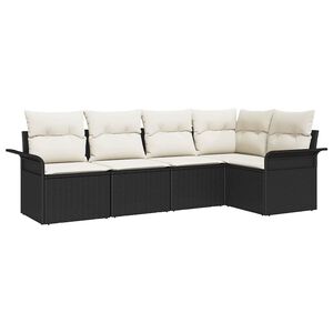 vidaXL Havesofa S&aelig;t med pude 5 pcs Sort polyrattan