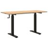 vidaXL Bord med opbevaring Sort og naturlig 140 x 60 cm Massivt Eg Tr&aelig;
