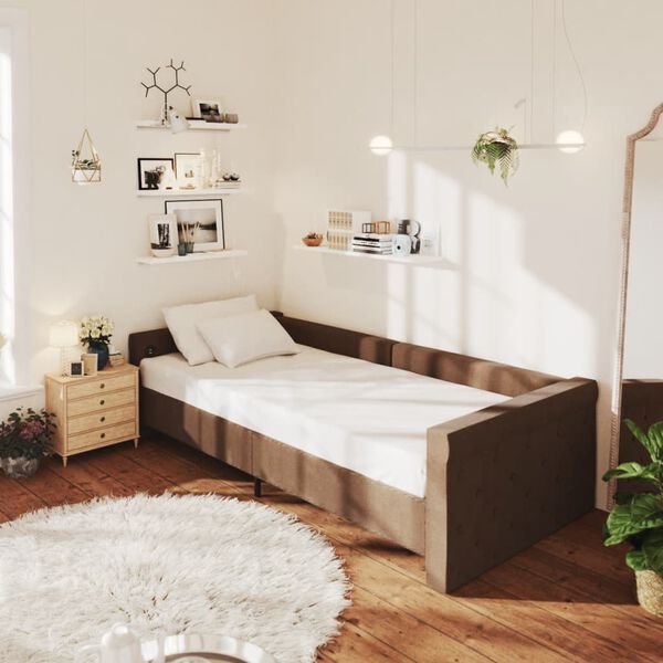 vidaXL daybed med USB 90x200 cm stof m&oslash;rkebrun