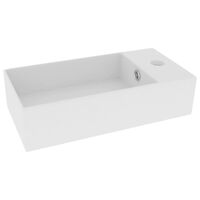vidaXL håndvask med overløb til badeværelse keramisk mat hvid