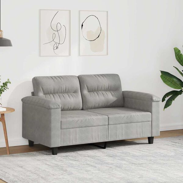 vidaXL 2-personers sofa 120 cm mikrofiberstof lysegr&aring;