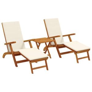 vidaXL Reclinerende og foldbar liggestol 3 stk. Massivt Akacietr&aelig;