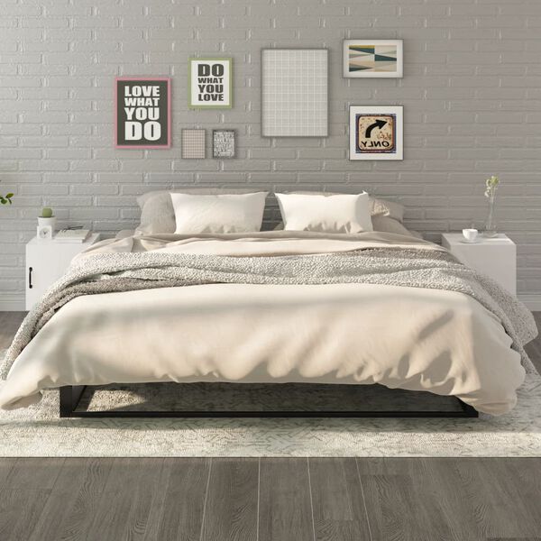 vidaXL sengeborde 2 stk. konstrueret tr&aelig; hvid h&oslash;jglans