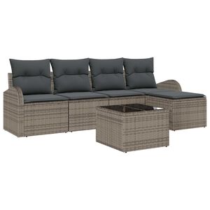 vidaXL Sofa S&aelig;t med pude med opbevaring 6 pcs Gr&aring; polyrattan