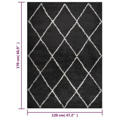 vidaXL shaggy gulvtæppe 120x170 cm høje luv cremefarvet og antracitgrå